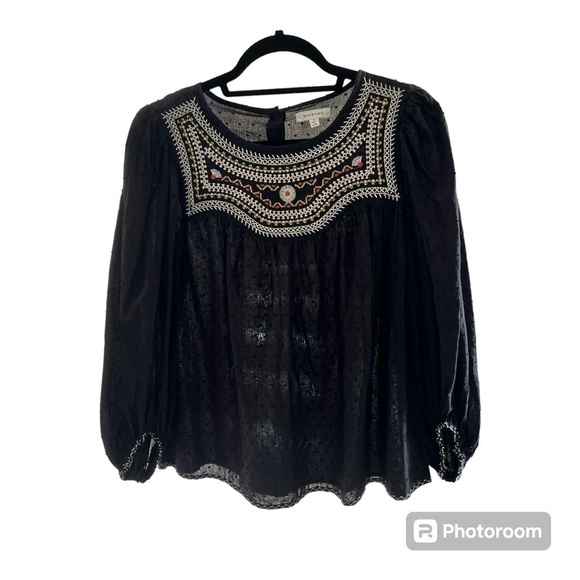 Max Studio Tops - Max Studio black boho Swiss dot embroidered top Small